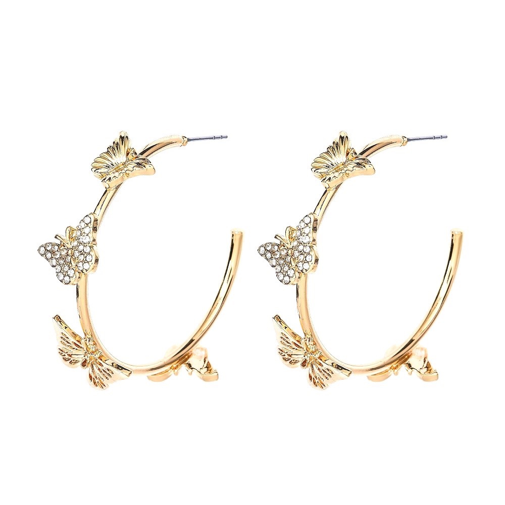 SUGARFIX by Baublebar Butterfly Gold Crystal Wings Hoop Earrings